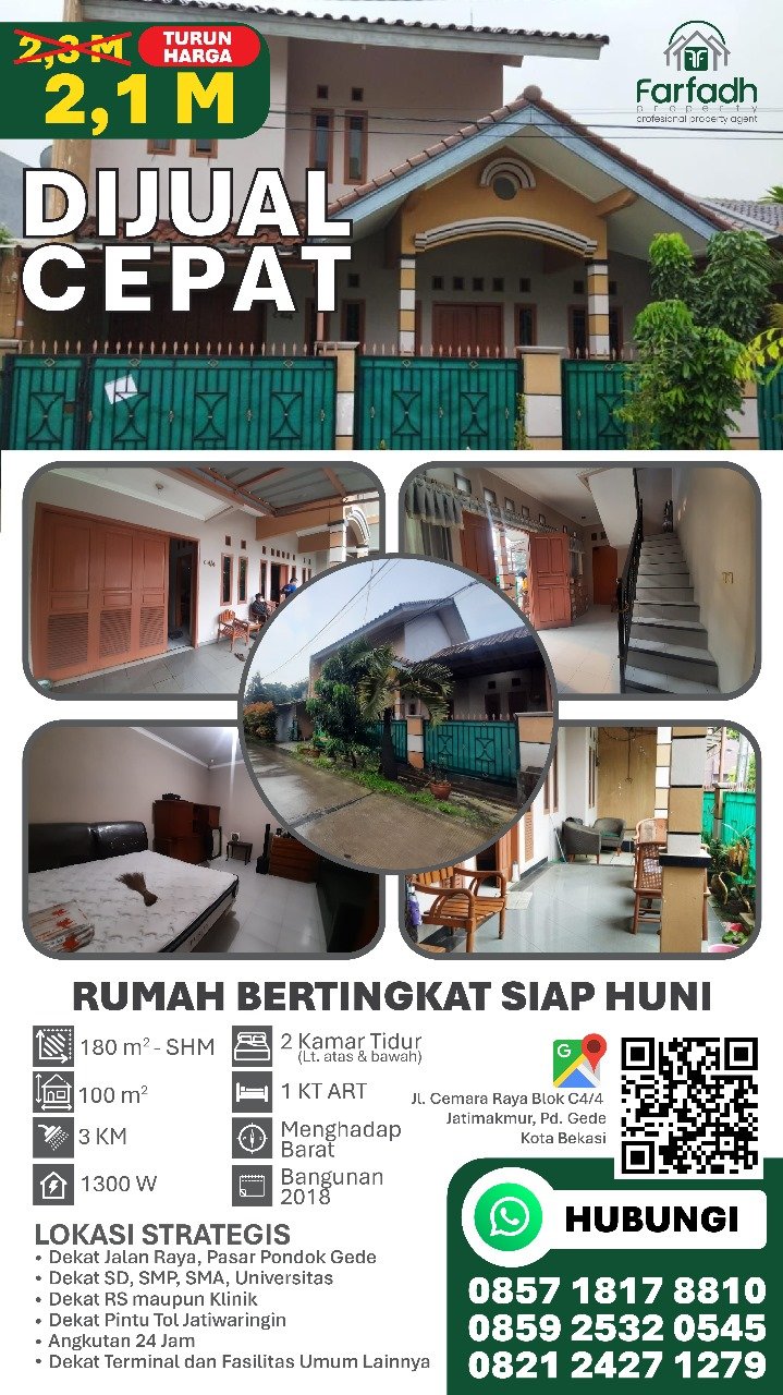 RUMAH BERTINGKAT STRATEGIS KOMPLEK PERTAMINA JATIWARINGIN