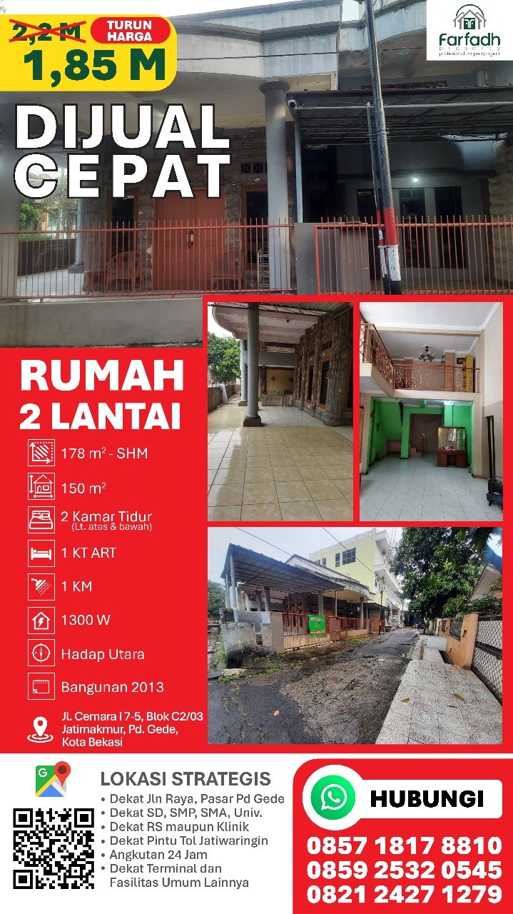 RUMAH BERTINGKAT STRATEGIS KOMPLEK PERTAMINA JATIWARINGIN