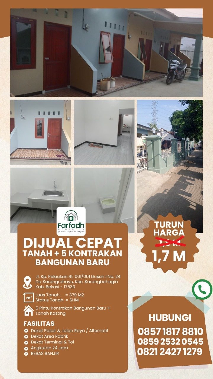 RUMAH SIAP HUNI 5 KONTRAKAN BARU SHM CIKARANG